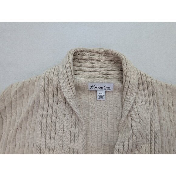 Kim Rogers Women's Cardigan Sweater Size PXL Beige Open Front - Picture 5 of 13
